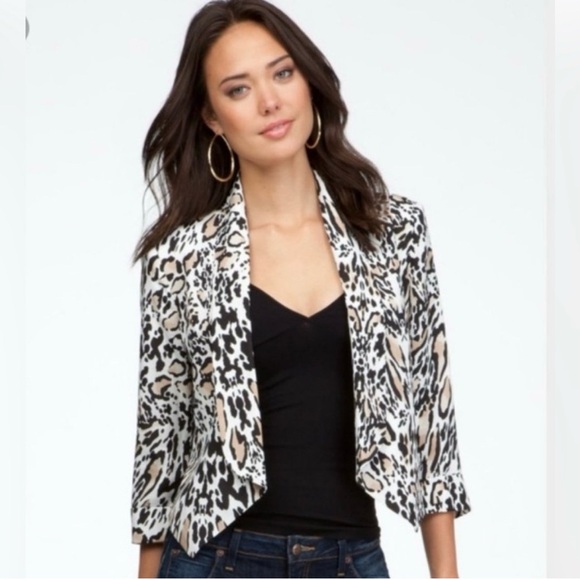 Bebe Black and White Blazer with Animal Print - Picture 2 of 7